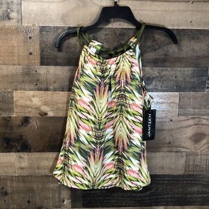NWT Jantzen Jungle Palm H-Back Tankini Swim Top Size 8 UPF 50+